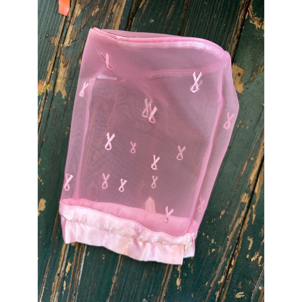 Pink Mesh Laundry Bag Breast Cancer Awareness Ribbon Delicates Wash Bag Small